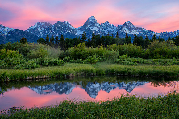 Teton Sunrise reflection @ Blacktail Pond--June 2014-
